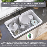 BESTGO White Kitchen Sink 33 X22 Fireclay Undermount Workstation Sink Drop In Kitchen Sink Large Deep Modern Sink with Accessaries Bottom Grid and Kitchen Sink Drain